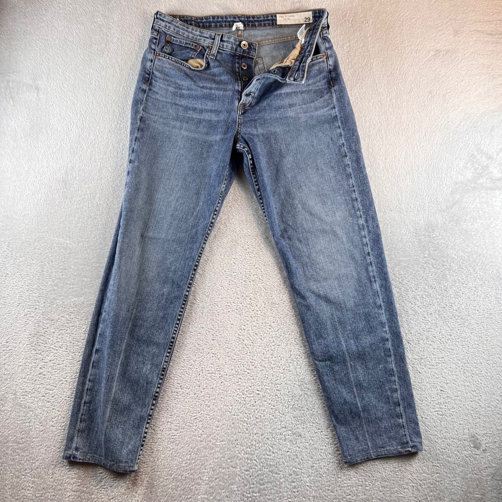 Rag & Bone Rosa Mid-Rise Boyfriend Jeans 29 Farrow Wash Blue WDD21S2789K1FA